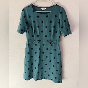 Boden Green Polka Dot Short Sleeve Dress US 6P Fit & Flare